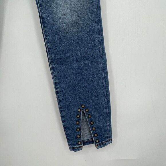 Good American Blue Good Legs Crop Split Stud Hem Stretch Denim Jeans Size 2/26 - Picture 3 of 7
